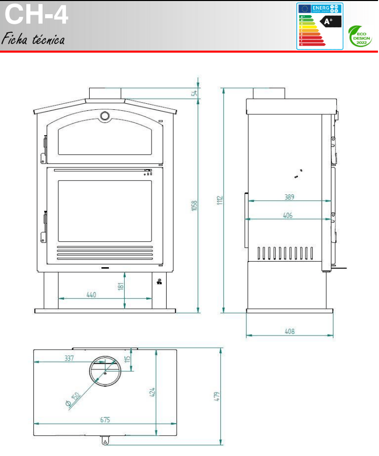 Estufa Leña Con Horno tipo Chimenea CH4 - Monomat Materiales