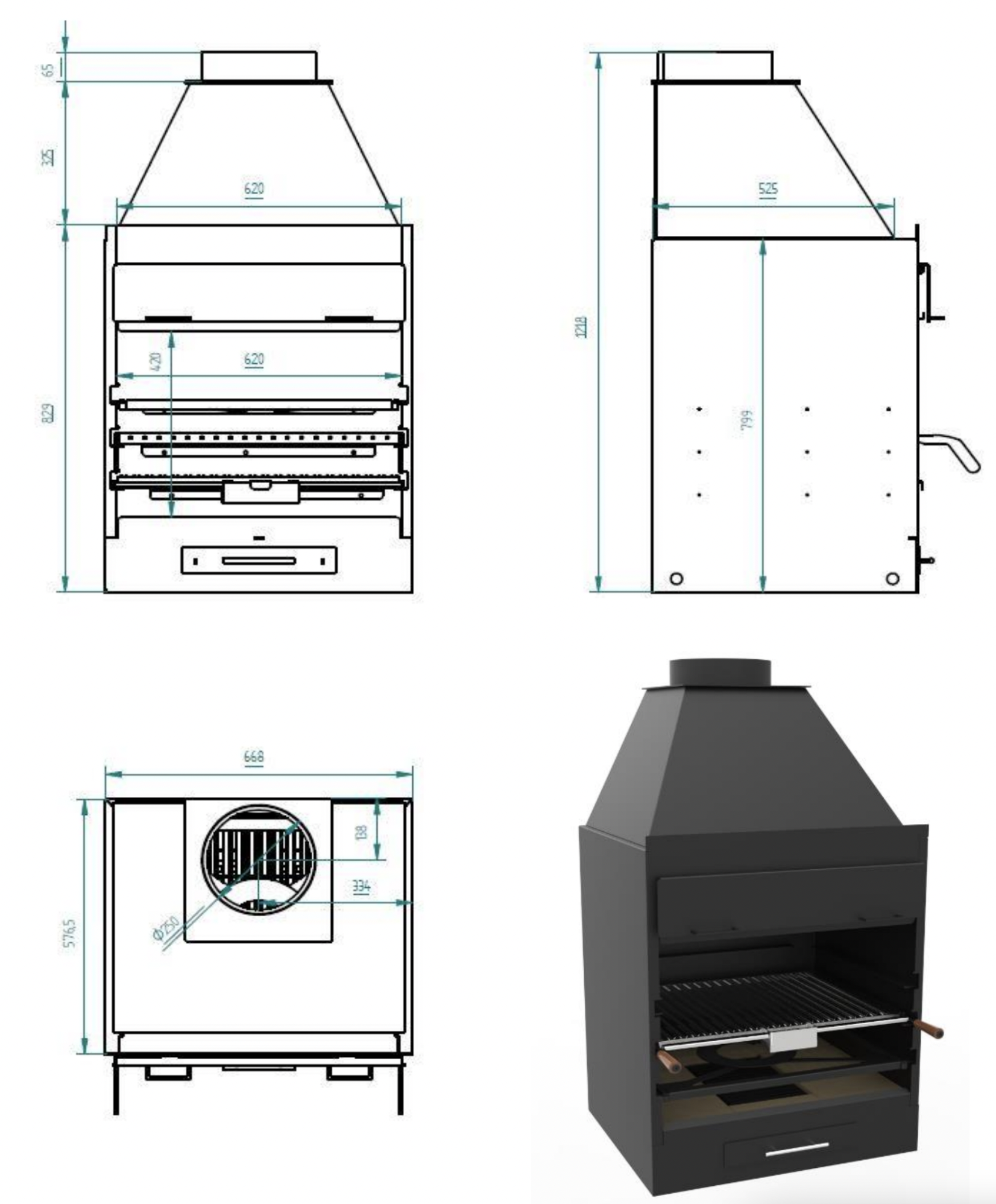 Barbacoa Argentina 60 cm. con mueble - Mejor tienda en España